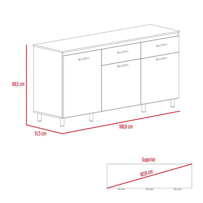 Modulo Inferior Kitchen Gante Color Rovere y Niebla Para Cocina