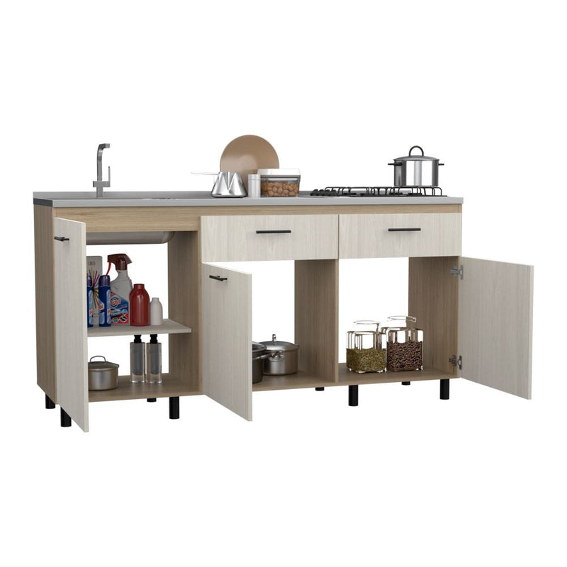 Modulo Inferior Kitchen Gante Color Rovere y Niebla Para Cocina