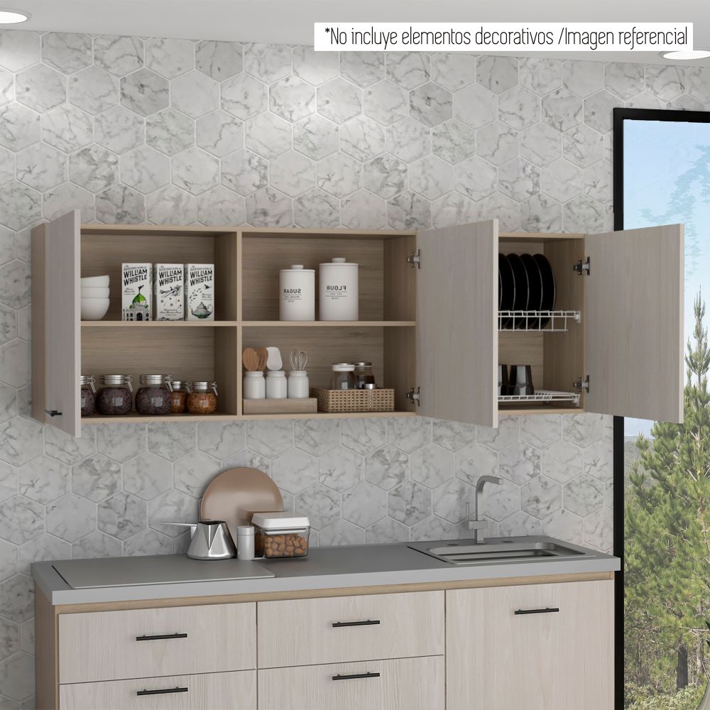 Modulo Superior Kitchen Gante Color Rovere y Niebla Para Cocina