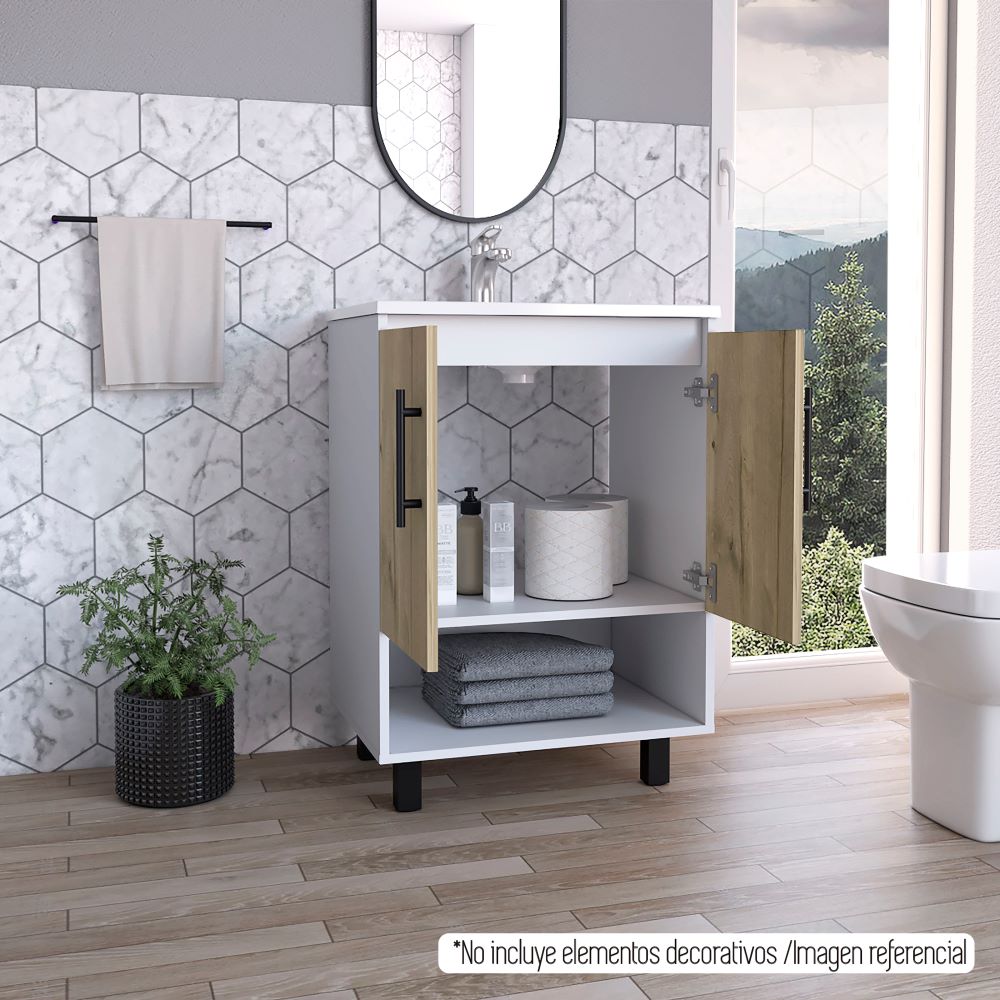 Mueble Lavamanos Bath BI Color Blanco y Duna Para Baño