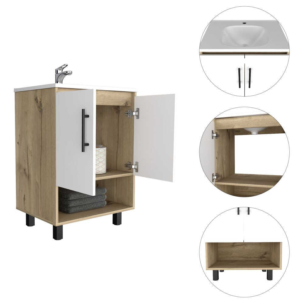 Mueble Optimizador Lavamanos Bath Bi Color Duna y Blanco Para Baño