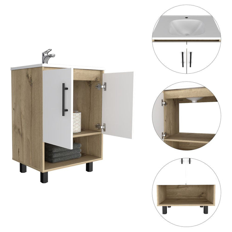 Mueble Optimizador Lavamanos Bath Bi Color Duna y Blanco Para Baño