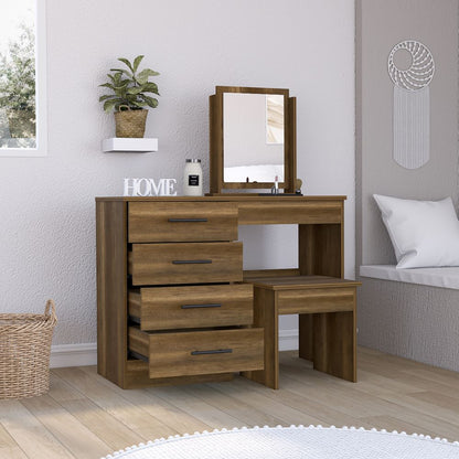 Mueble de Tocador Kaia Color Caramelo y Wengue Para Dormitorio