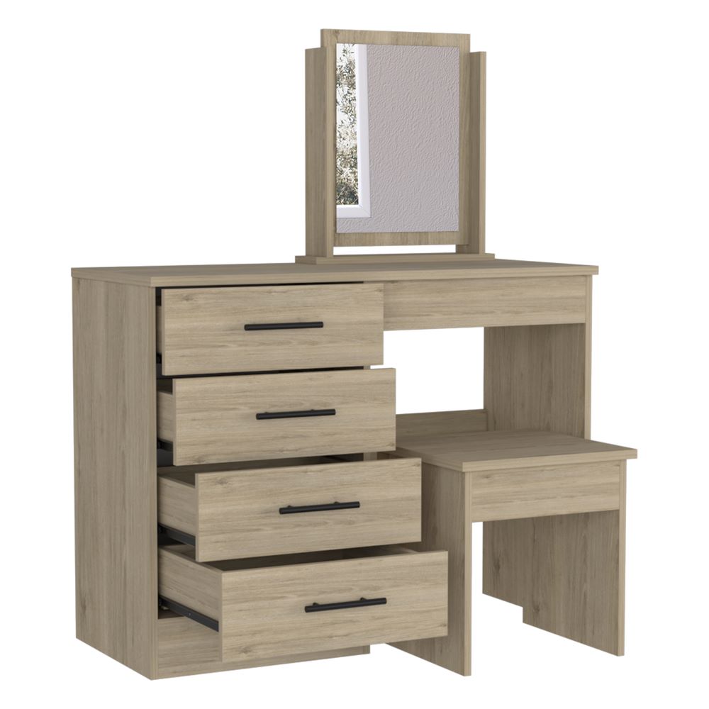 Mueble de Tocador Kaia Color Rovere y Blanco Marqueza Para Dormitorio