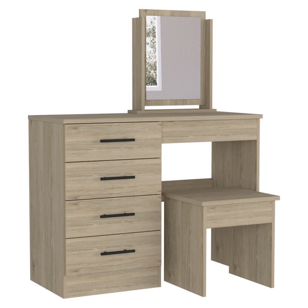 Mueble de Tocador Kaia Color Rovere y Blanco Marqueza Para Dormitorio