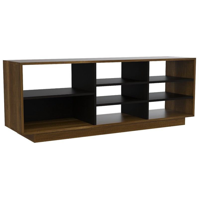 Rack TV Classic Color Caramelo Wengue y Negro Para Sala De Estar