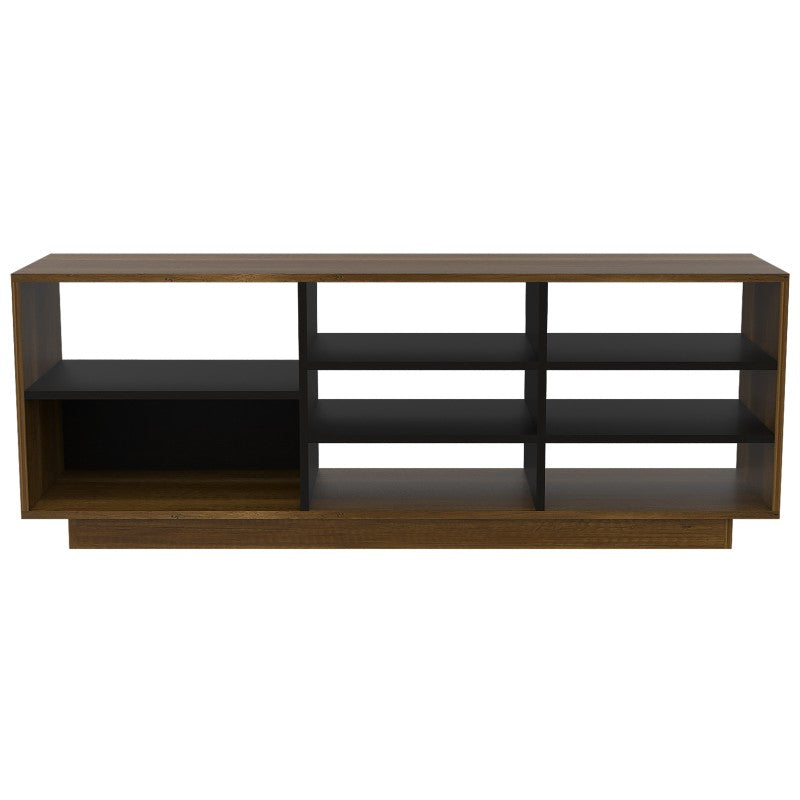 Rack TV Classic Color Caramelo Wengue y Negro Para Sala De Estar