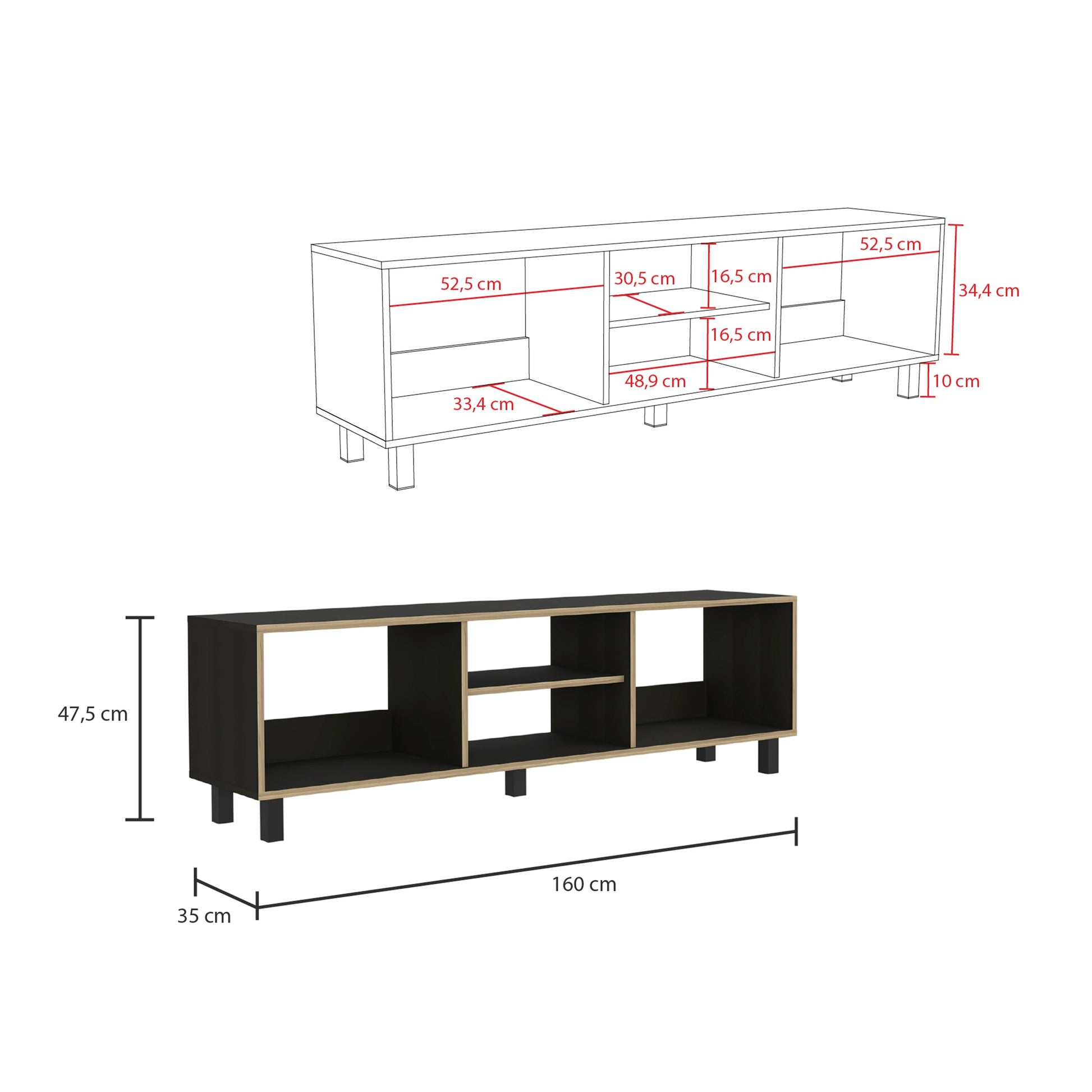 Rack para TV Nomik Texas Color Negro Canto y Duna Para Sala De Estar