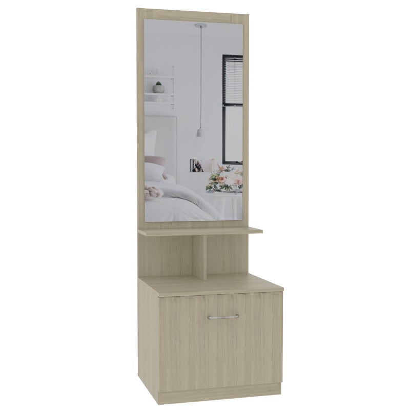 Velador Multifuncional Z Color Rovere y Blanco Para Dormitorio