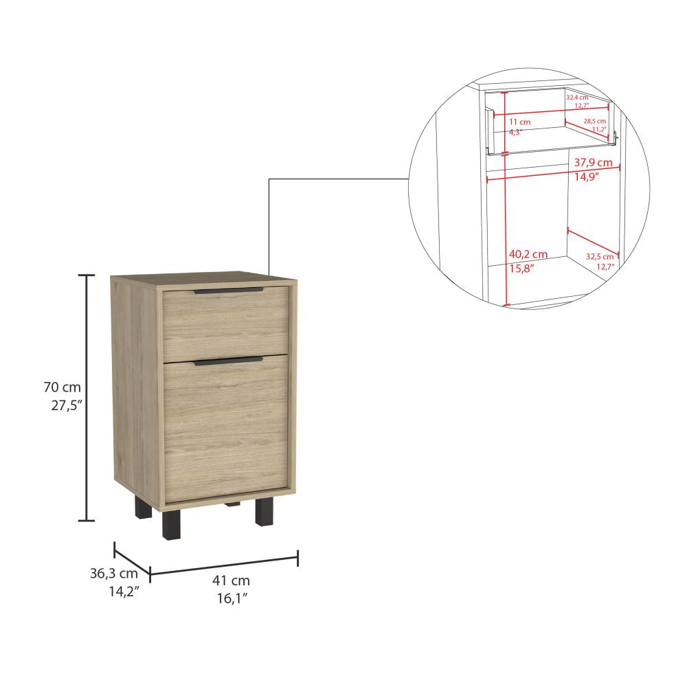 Velador Kaia Z Color Rovere y Blanco Marqueza Para Dormitorio