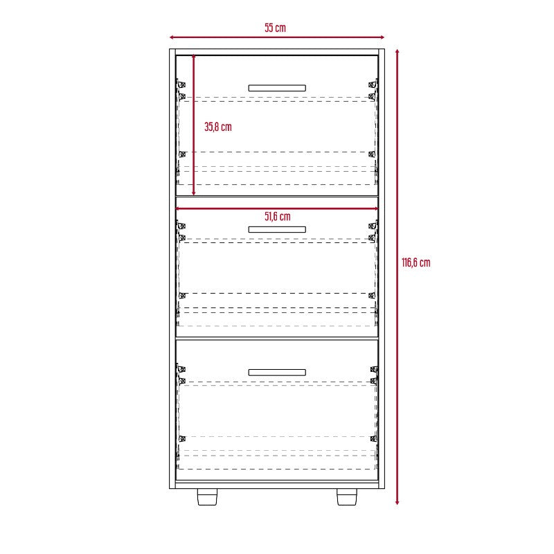 Cómoda Zapatera Campora Color Wengue y Coñac Para Dormitorio